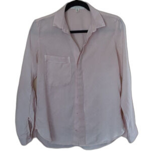 Anthropologie Linen Pale Pink Button Down Collar Long Sleeve Shirt XS